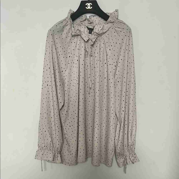 Tops - Elegant Ruffled Blouse with Polka Dots